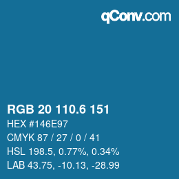 カラーコード: RGB 20 110.6 151 | qconv.com