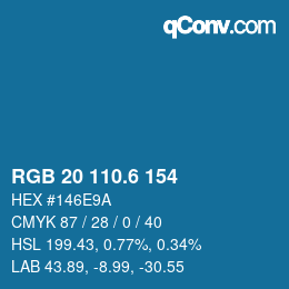 カラーコード: RGB 20 110.6 154 | qconv.com