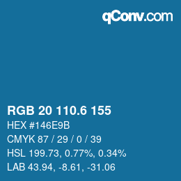 カラーコード: RGB 20 110.6 155 | qconv.com