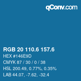 カラーコード: RGB 20 110.6 157.6 | qconv.com