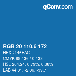 カラーコード: RGB 20 110.6 172 | qconv.com