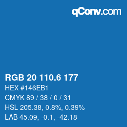カラーコード: RGB 20 110.6 177 | qconv.com