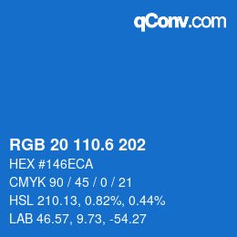 カラーコード: RGB 20 110.6 202 | qconv.com