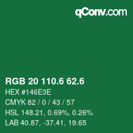 カラーコード: RGB 20 110.6 62.6 | qconv.com