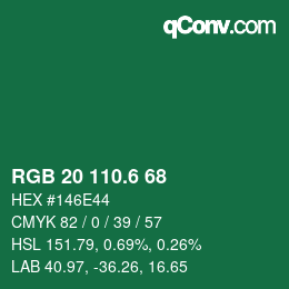 カラーコード: RGB 20 110.6 68 | qconv.com