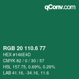 カラーコード: RGB 20 110.6 77 | qconv.com