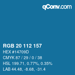 Color code: RGB 20 112 157 | qconv.com