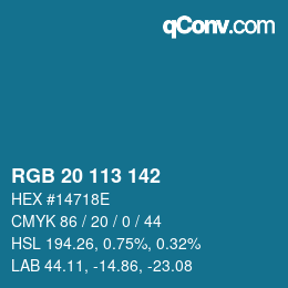 Color code: RGB 20 113 142 | qconv.com