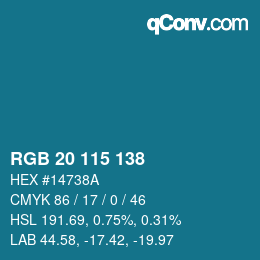 Color code: RGB 20 115 138 | qconv.com