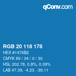 Color code: RGB 20 118 178 | qconv.com