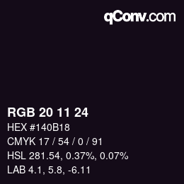 Color code: RGB 20 11 24 | qconv.com
