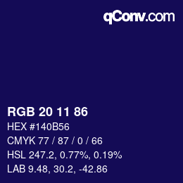 Color code: RGB 20 11 86 | qconv.com