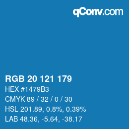Color code: RGB 20 121 179 | qconv.com