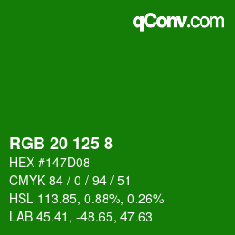 Color code: RGB 20 125 8 | qconv.com