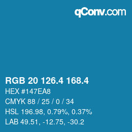 カラーコード: RGB 20 126.4 168.4 | qconv.com