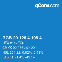 カラーコード: RGB 20 126.4 198.4 | qconv.com