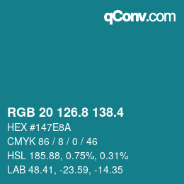 カラーコード: RGB 20 126.8 138.4 | qconv.com