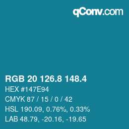 カラーコード: RGB 20 126.8 148.4 | qconv.com