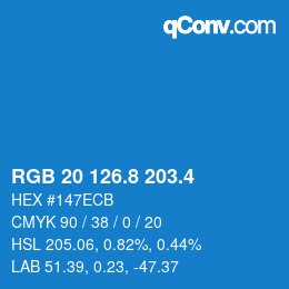 カラーコード: RGB 20 126.8 203.4 | qconv.com