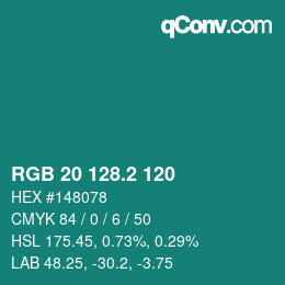 カラーコード: RGB 20 128.2 120 | qconv.com