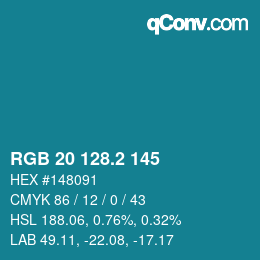 カラーコード: RGB 20 128.2 145 | qconv.com