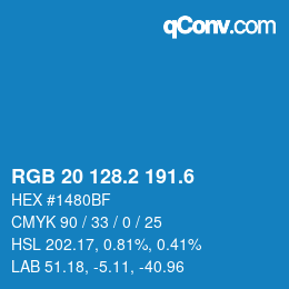 カラーコード: RGB 20 128.2 191.6 | qconv.com
