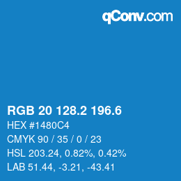 カラーコード: RGB 20 128.2 196.6 | qconv.com
