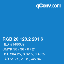 カラーコード: RGB 20 128.2 201.6 | qconv.com