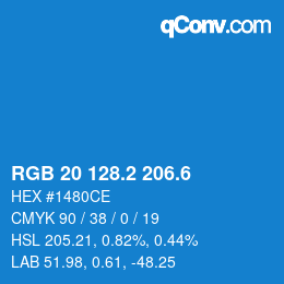 カラーコード: RGB 20 128.2 206.6 | qconv.com