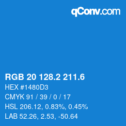 カラーコード: RGB 20 128.2 211.6 | qconv.com