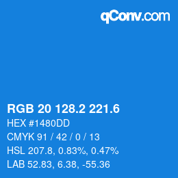 カラーコード: RGB 20 128.2 221.6 | qconv.com