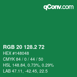 カラーコード: RGB 20 128.2 72 | qconv.com