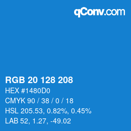 カラーコード: RGB 20 128 208 | qconv.com