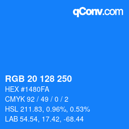 Color code: RGB 20 128 250 | qconv.com