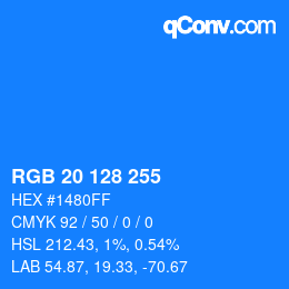 Color code: RGB 20 128 255 | qconv.com