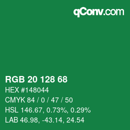 Color code: RGB 20 128 68 | qconv.com