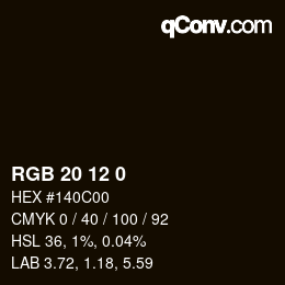 Color code: RGB 20 12 0 | qconv.com