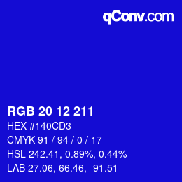 Color code: RGB 20 12 211 | qconv.com