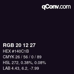 Color code: RGB 20 12 27 | qconv.com