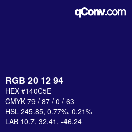 Code couleur: RGB 20 12 94 | qconv.com