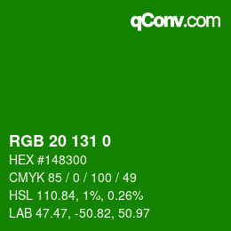 Color code: RGB 20 131 0 | qconv.com