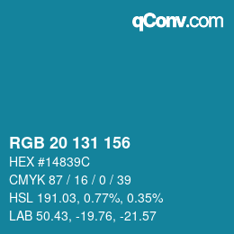 Color code: RGB 20 131 156 | qconv.com