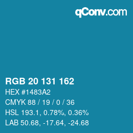 Color code: RGB 20 131 162 | qconv.com