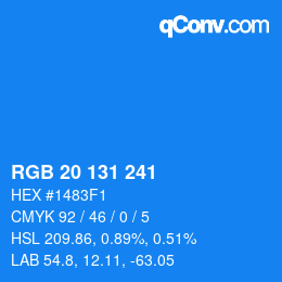Color code: RGB 20 131 241 | qconv.com