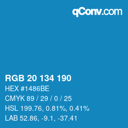 Color code: RGB 20 134 190 | qconv.com