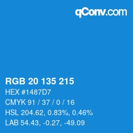 Color code: RGB 20 135 215 | qconv.com