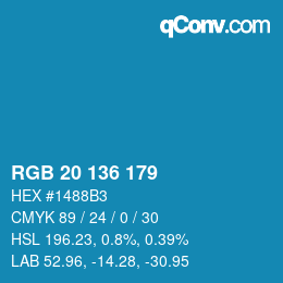 Color code: RGB 20 136 179 | qconv.com