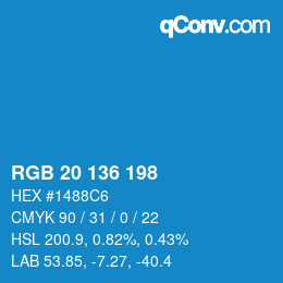 Farbcode: RGB 20 136 198 | qconv.com