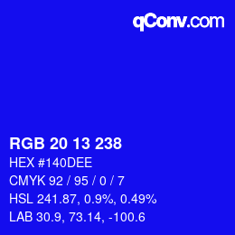 Color code: RGB 20 13 238 | qconv.com