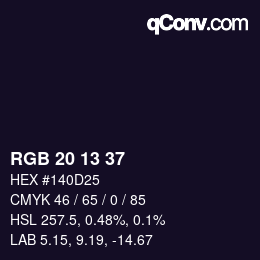Color code: RGB 20 13 37 | qconv.com